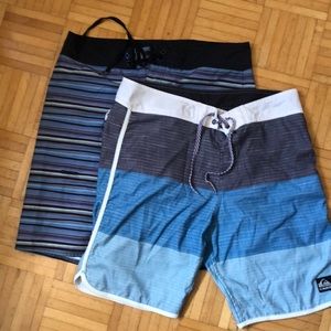 2 Quiksilver sz 34 board shorts EUC